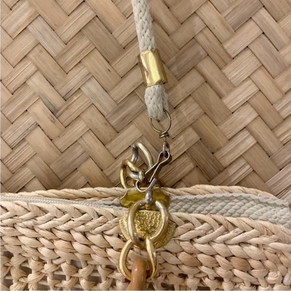 GORGEOUS VINTAGE RATTAN SHOULDER‎ BAG W/ HANDLE - MADE IN ITALY - Picture 10 of 11